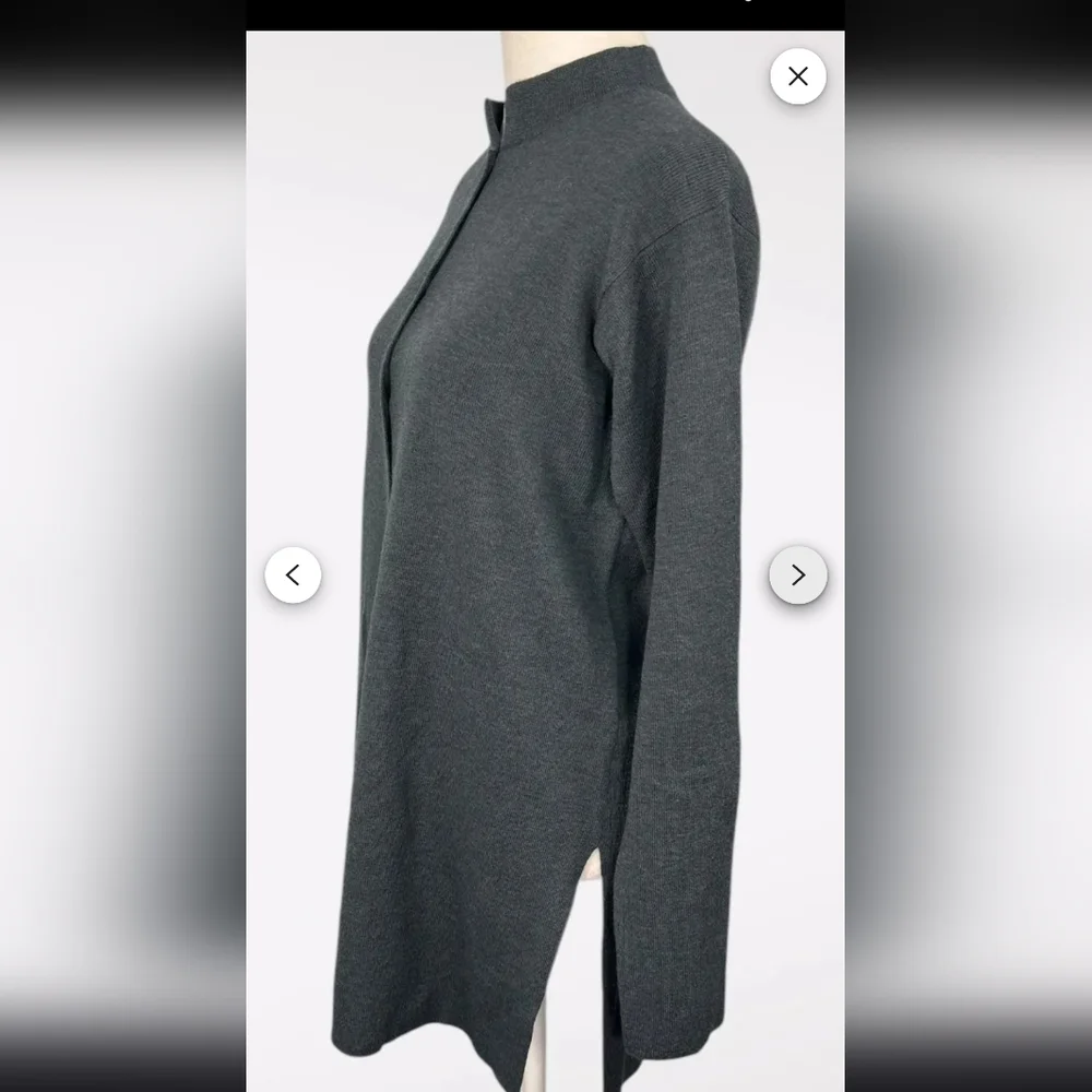 Eileen Fisher Wool Italian Yarn Wool Long Button Front Gray Cardigan Size 1X●